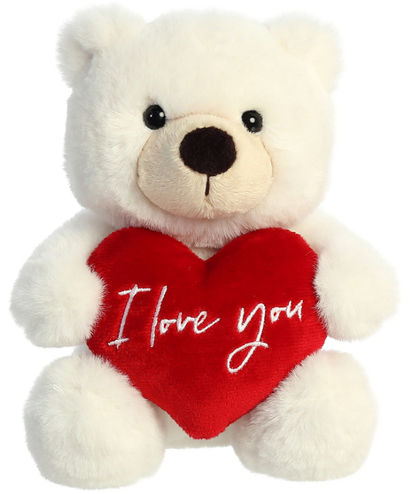cream bear with Valentine's Day heart