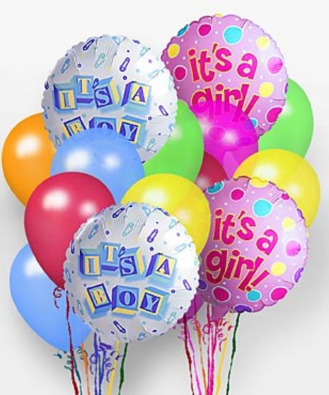 Birthday or New Baby Balloon Bouquet Basket 