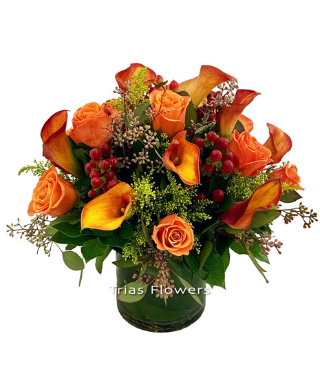 fall flowers in orange tones